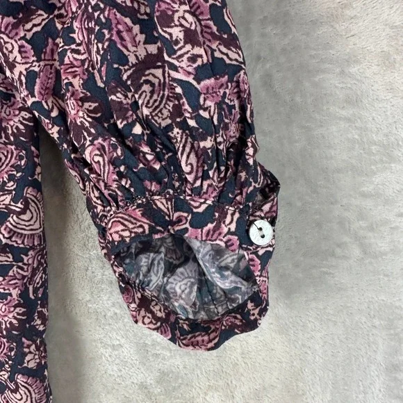 Faherty Brand Willa Top Purple Floral Paisley Blouse Boho Top XXS WTF2212-FKP - Picture 6 of 9